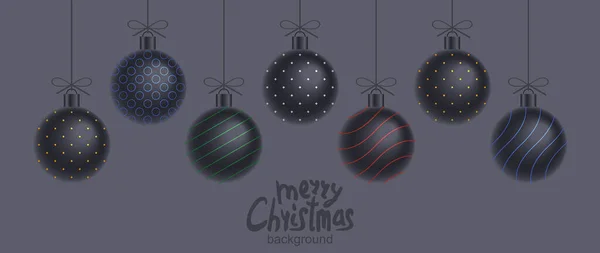 Natale Black Balls Sfondo Modello Decorazione Vacanza Stile Piatto — Vettoriale Stock