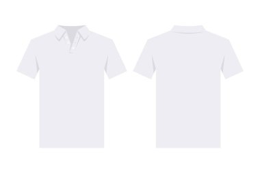Beyaz polo gömlek tasarım şablonu, iki taraftan. Ön ve arka görünüm