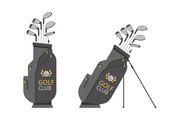 Sac Golf Avec Clubs Équipement Sport Golfeur Style Plat — Image vectorielle