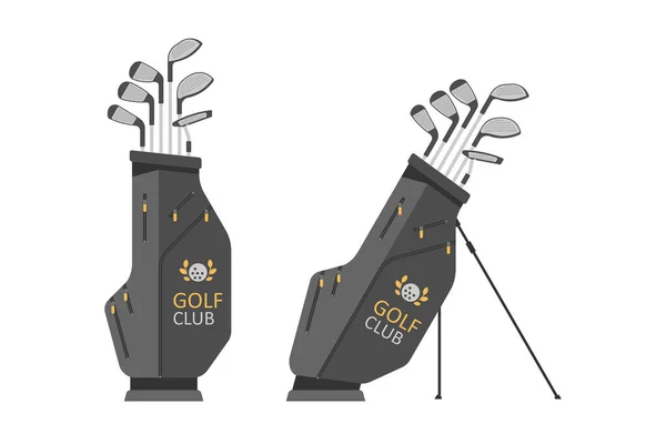 Sac Golf Avec Clubs Équipement Sport Golfeur Style Plat — Image vectorielle