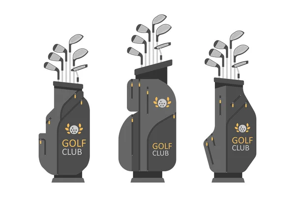Borsa Golf Con Mazze Attrezzature Sportive Golfisti Stile Piatto — Vettoriale Stock