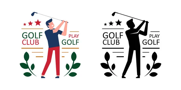 Logo Del Club Golf Equipamiento Deportivo Para Golfistas Estilo Plano — Vector de stock