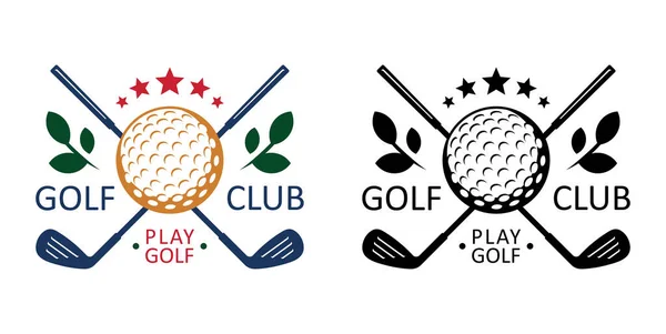 Logotipo Clube Golfe Equipamento Desportivo Golfe Estilo Plano Isolado Fundo — Vetor de Stock