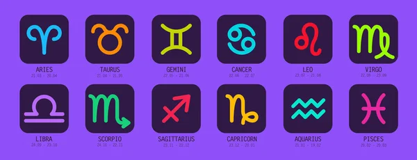 Uppsättning Astrologiska Zodiaksymboler Tecken Horoskop Zodiak — Stock vektor