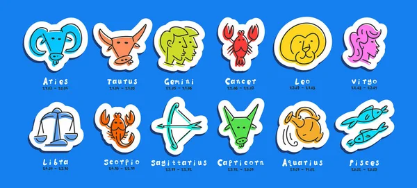 Set Astrological Zodiac Symbols Horoscope Zodiac Signs — Stock Vector