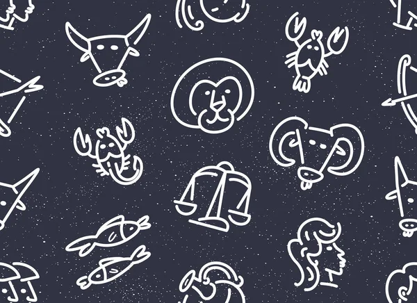 Sömlöst Mönster Med Zodiaktecken Tecken Horoskop Zodiak — Stock vektor