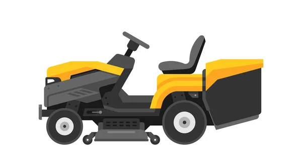 Cortacésped Tractor Estilo Plano Aislado Sobre Fondo Blanco — Vector de stock