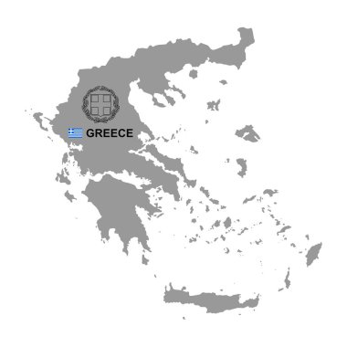 Arma armalı Yunanistan haritası. beyaz arkaplanda izole