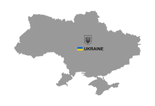 乌克兰用国徽绘制地图 在白色背景下隔离 — 图库矢量图片