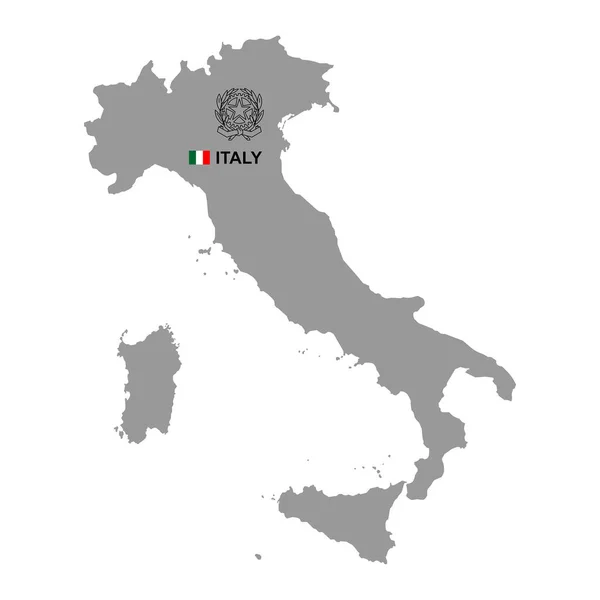 Карта Италии Гербом Изолированные Белом Фоне — стоковый вектор