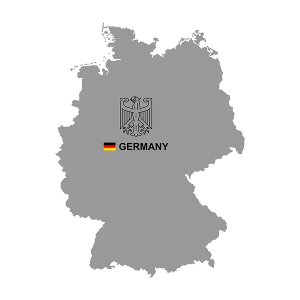 Germany Map Coat Arms Isolated White Background — Stock Vector