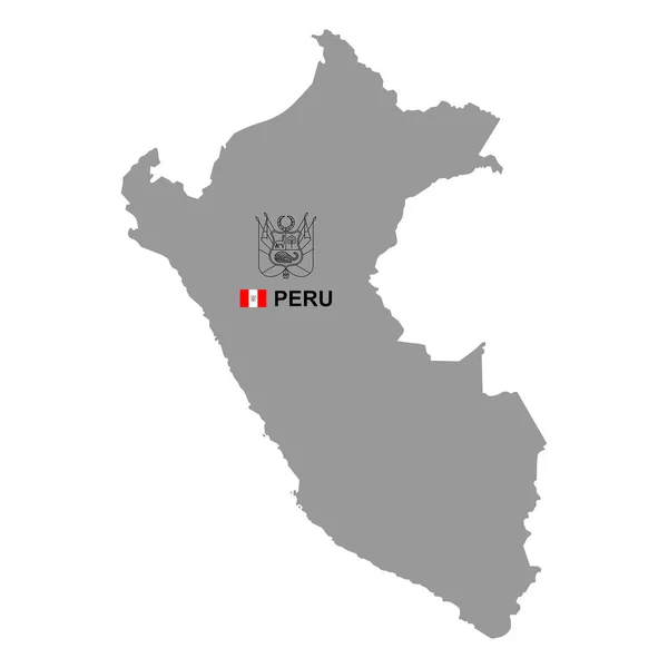 Mapa Peru Erbem Izolované Bílém Pozadí — Stockový vektor