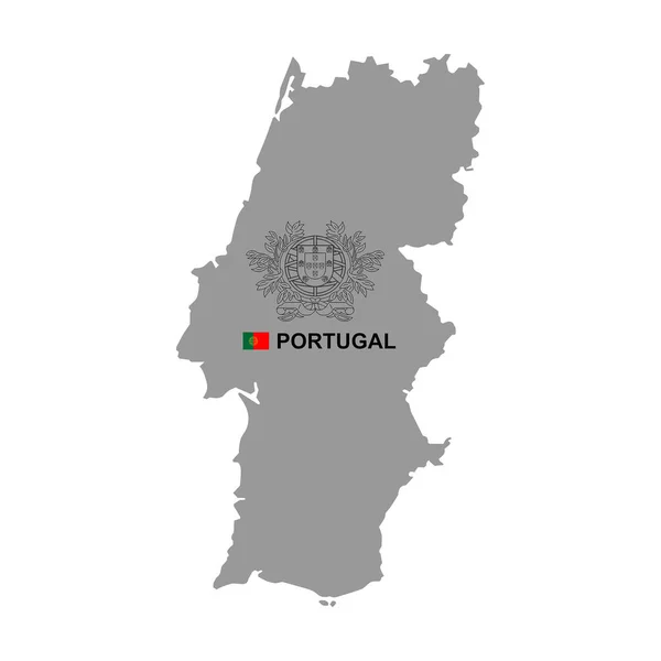 Portugal Mapeia Com Brasão Armas Isolado Fundo Branco — Vetor de Stock