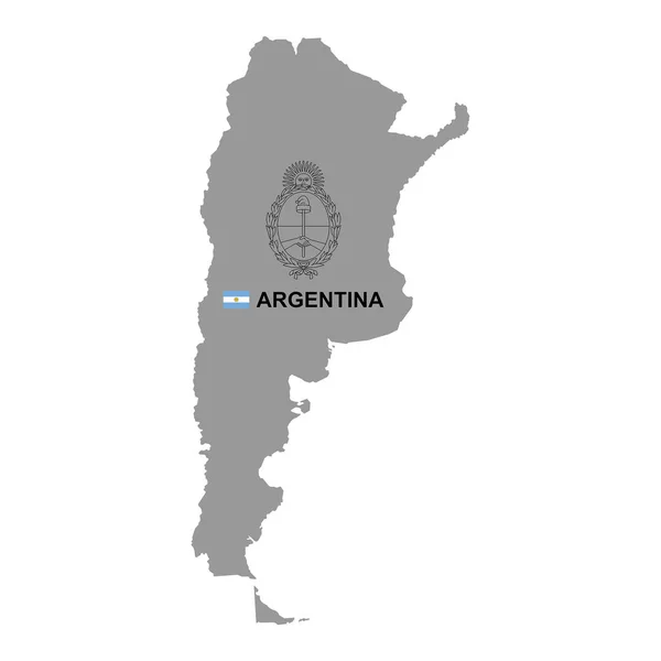 Argentina Mapa Erbem Izolované Bílém Pozadí — Stockový vektor