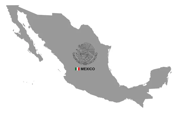 Meksykańska Mapa Herbem Izolowany Białym Tle — Wektor stockowy