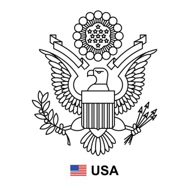 A.B.D. arması. beyaz arkaplanda izole