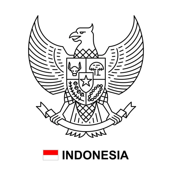 Wappen Indonesiens Isoliert Auf Weißem Hintergrund — Stockvektor