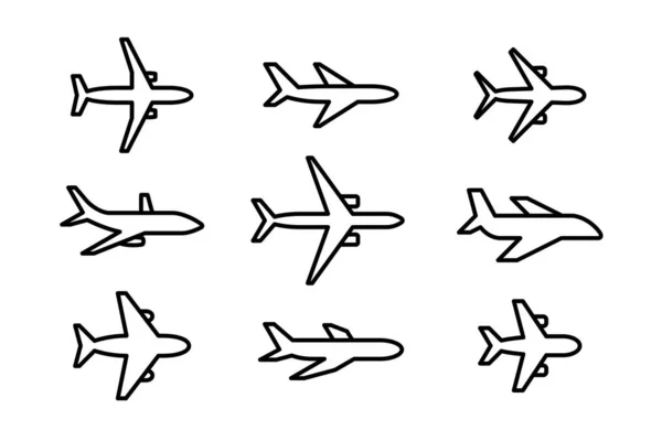 Airplane Icon Set Set Airplane Line Icon Isolated White Background — Stock Vector