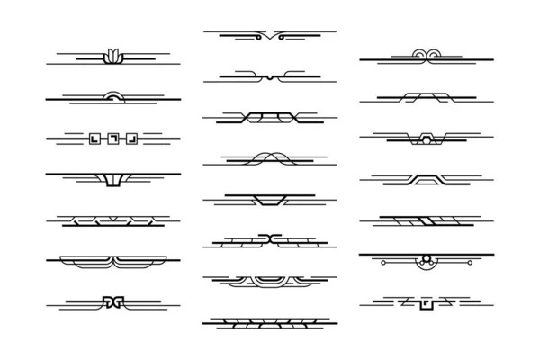 アート ディバイダー アール デコ分割ヘッダーコレクション アートデコの幾何学ページの分割のセット — ストックベクタ