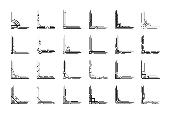 Narożniki Art Deco Kolekcja Rogów Art Deco Ustalono Wektorowe Granice — Wektor stockowy