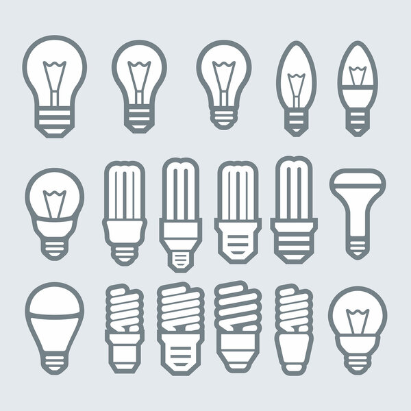 Light bulbs. Bulb icon set