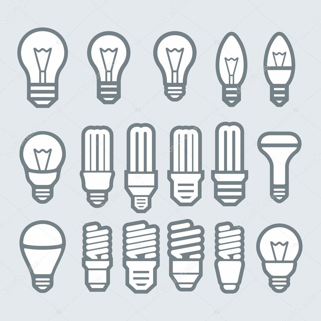 Light bulbs. Bulb icon set