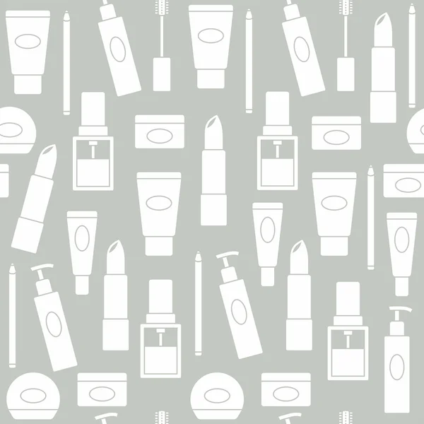 Fond sans couture avec des icônes cosmétiques — Image vectorielle