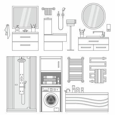 vektör kümesi olarak banyo mobilya