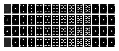 İzole edilmiş kartlarla poker seti. Poker kartları, tam deste