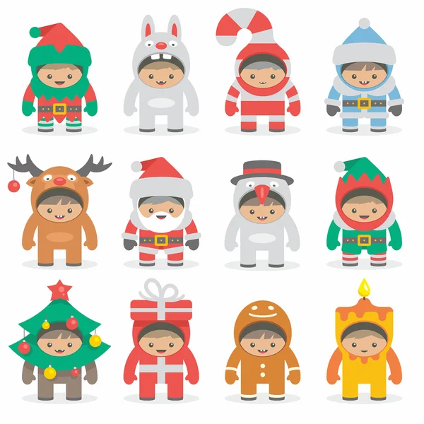 Christmas costumes kids — Stock Vector
