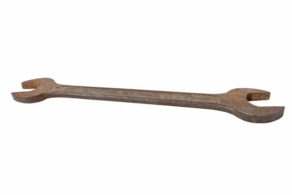 Brown old wrench on a white background — Stock Photo, Image