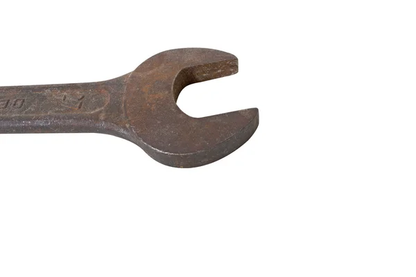 Brown old wrench on a white background — Stock Photo, Image