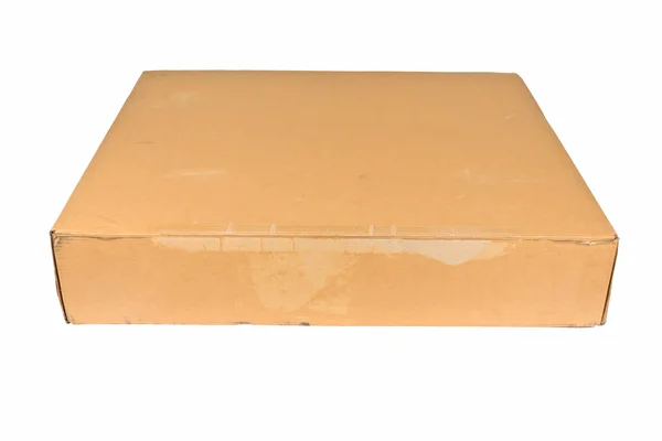 Картонна коробка ізольована на білому тлі — стокове фото
