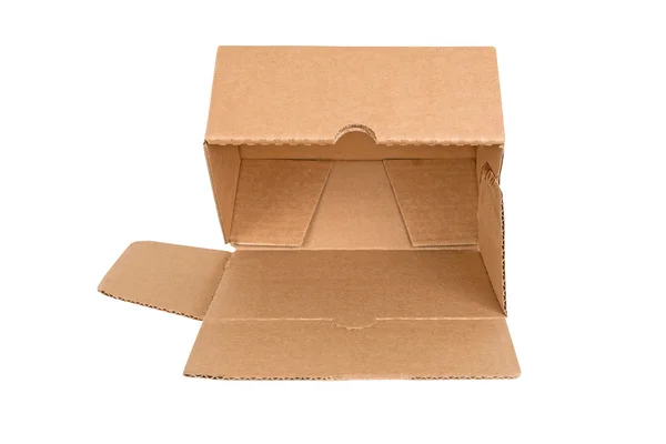 Caja de cartón de envío abierto aislado — Foto de Stock