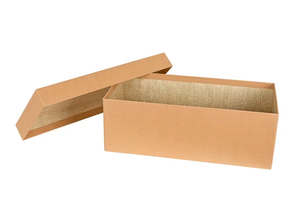 Open shipping cardboard box isolated — Stock Photo, Image