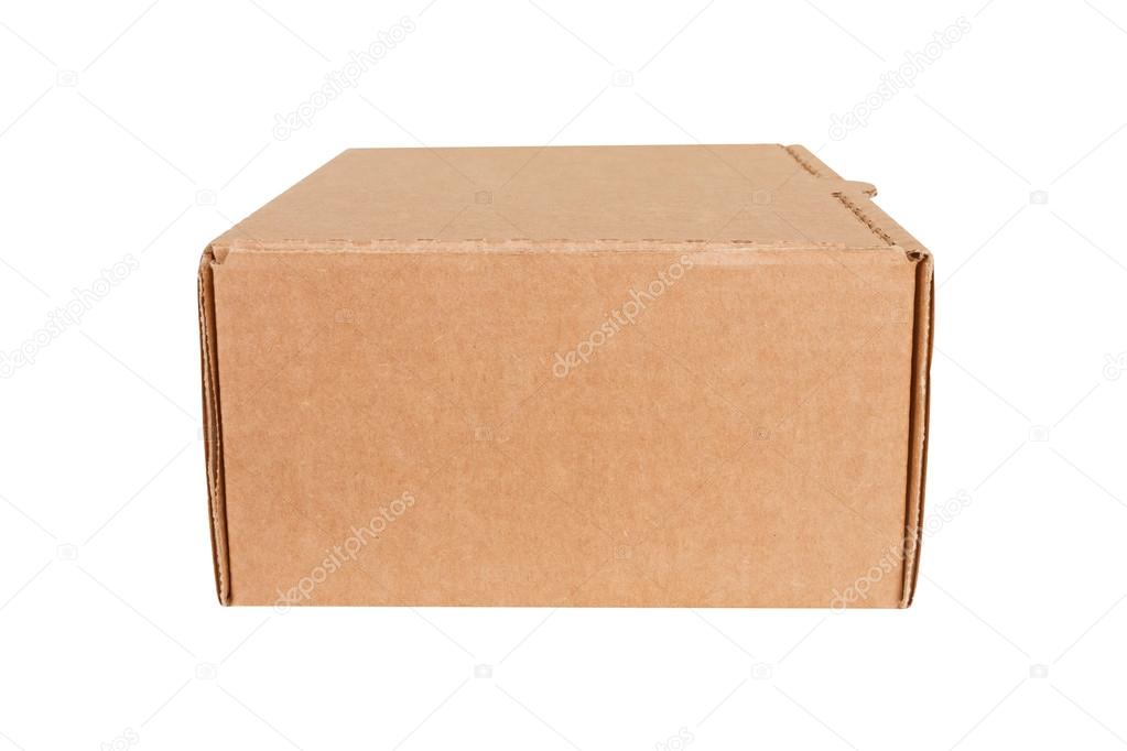 Closed shipping cardboard box isolated