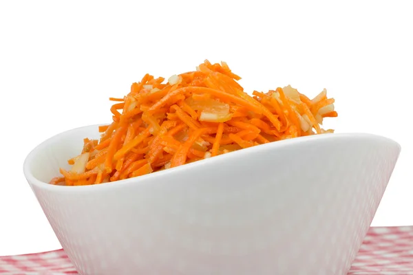 Grated carrot with pineapple on the tablecloth — Stock Photo, Image