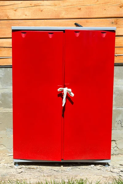 Red technical cabinet in the street — Stock Photo, Image