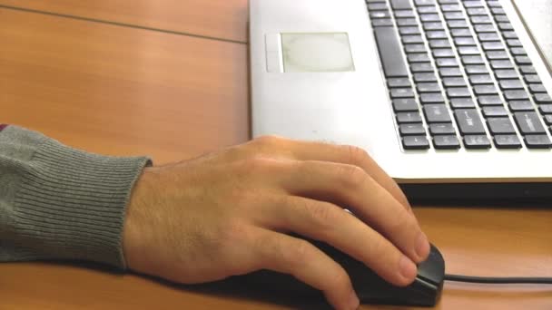 Man's hand on a computer mouse — Stock Video