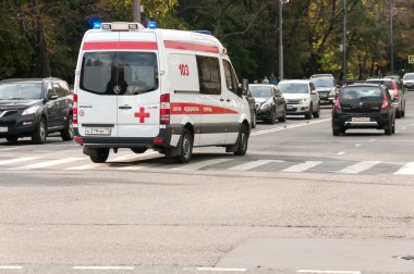 Moskova, Rusya - 1 Ekim 2015:Ambulance