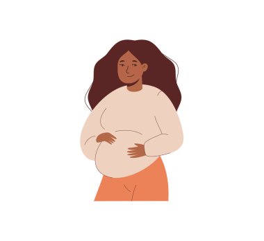 Karnını tutan hamile kadın.