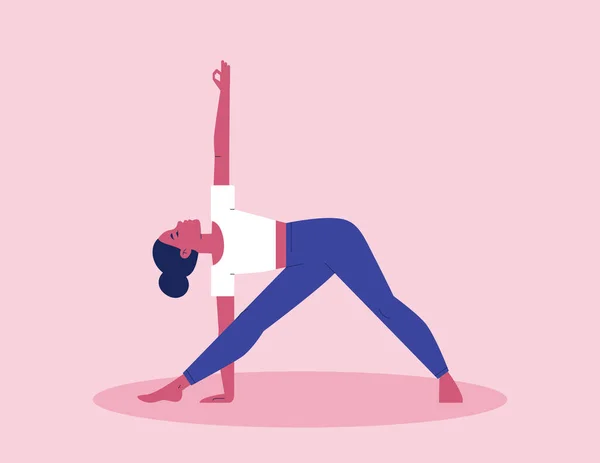 Mujer Joven Haciendo Una Pose Yoga Triconasana — Archivo Imágenes Vectoriales