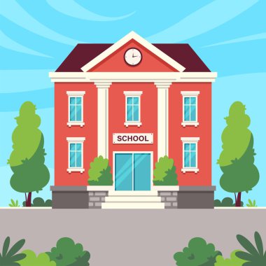 School building back to school in flat illustration