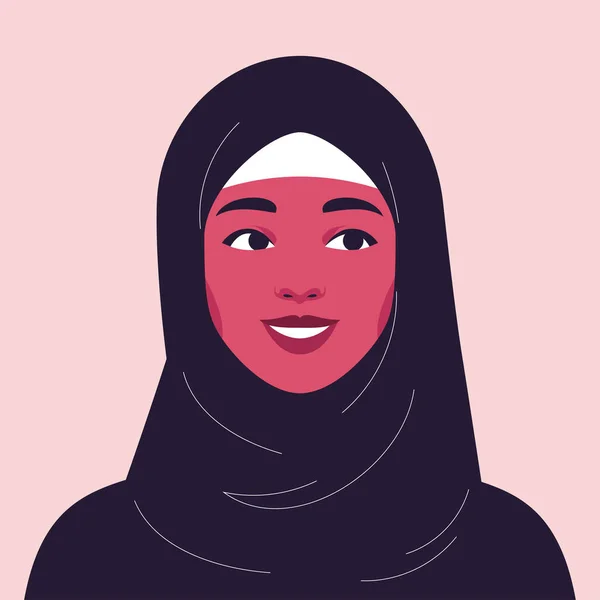 Retrato Mujer Árabe Sonriente Usando Hijab — Vector de stock