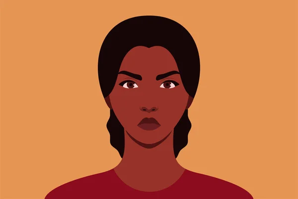 Retrato Una Mujer Afroamericana Enojada — Vector de stock
