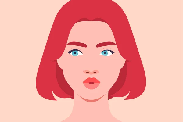 赤毛の女性の肖像画 — ストックベクタ