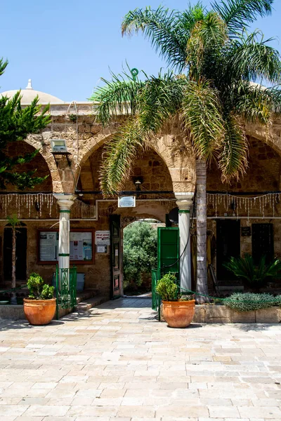 Israël Juillet 2020 Entrée Cour Mosquée Jazzar Dans Vieille Ville — Photo