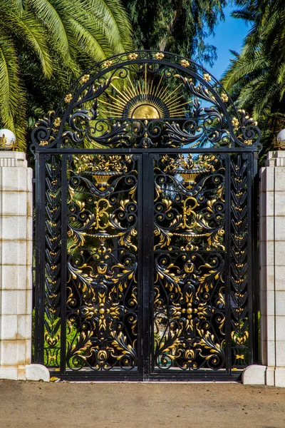 Bela Porta Entrada Para Jardins Bahai Haifa — Fotografia de Stock