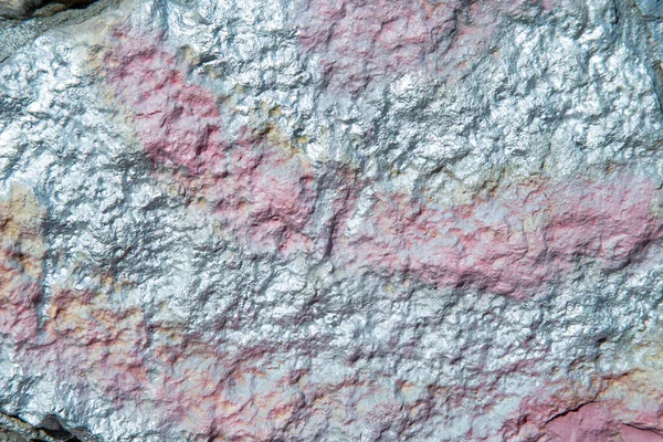 Texture Pierre Peinte Avec Peinture Argent Rose — Photo