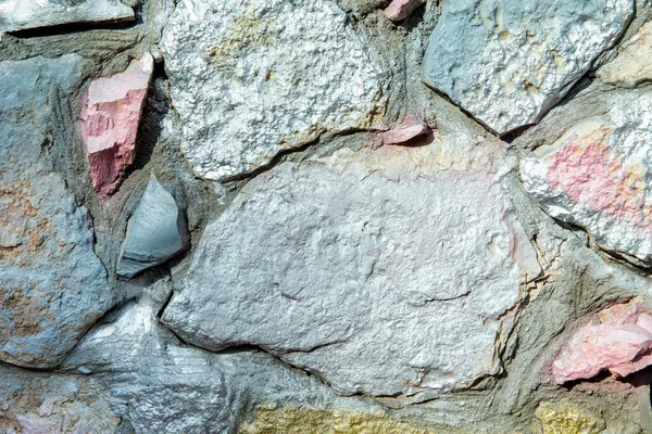 Ściany Kamieni Malowanych Różnych Kolorach — Zdjęcie stockowe